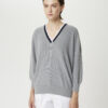 KATOENEN SWEATER GESTREEPTE V-HALS