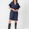 KORTE BLAUWE KATOENEN JURK