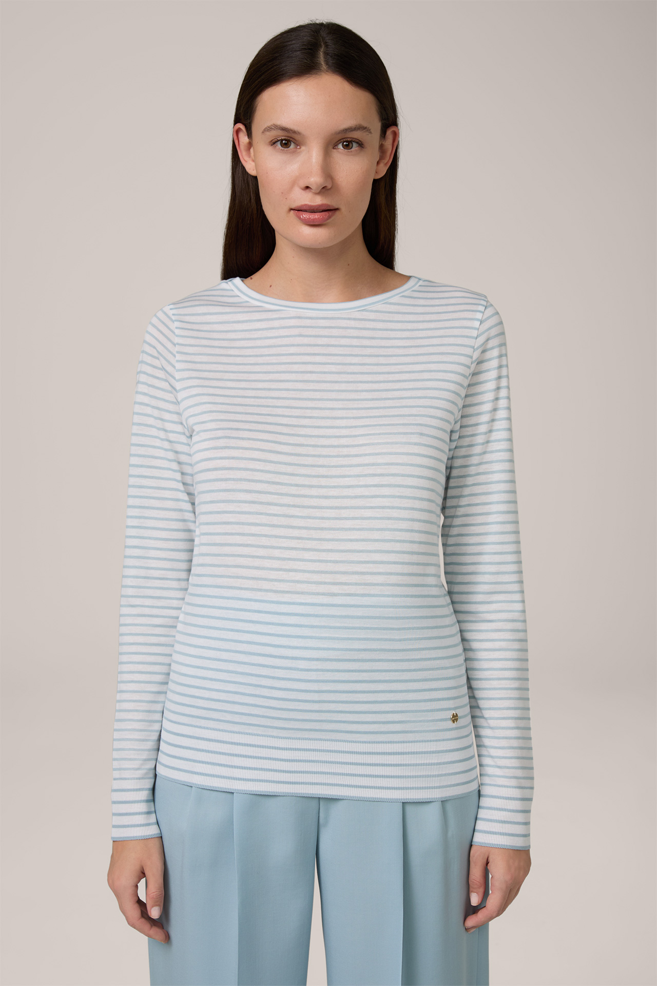 WINDSOR T-SHIRT LICHTBLAUW GESTREEPT