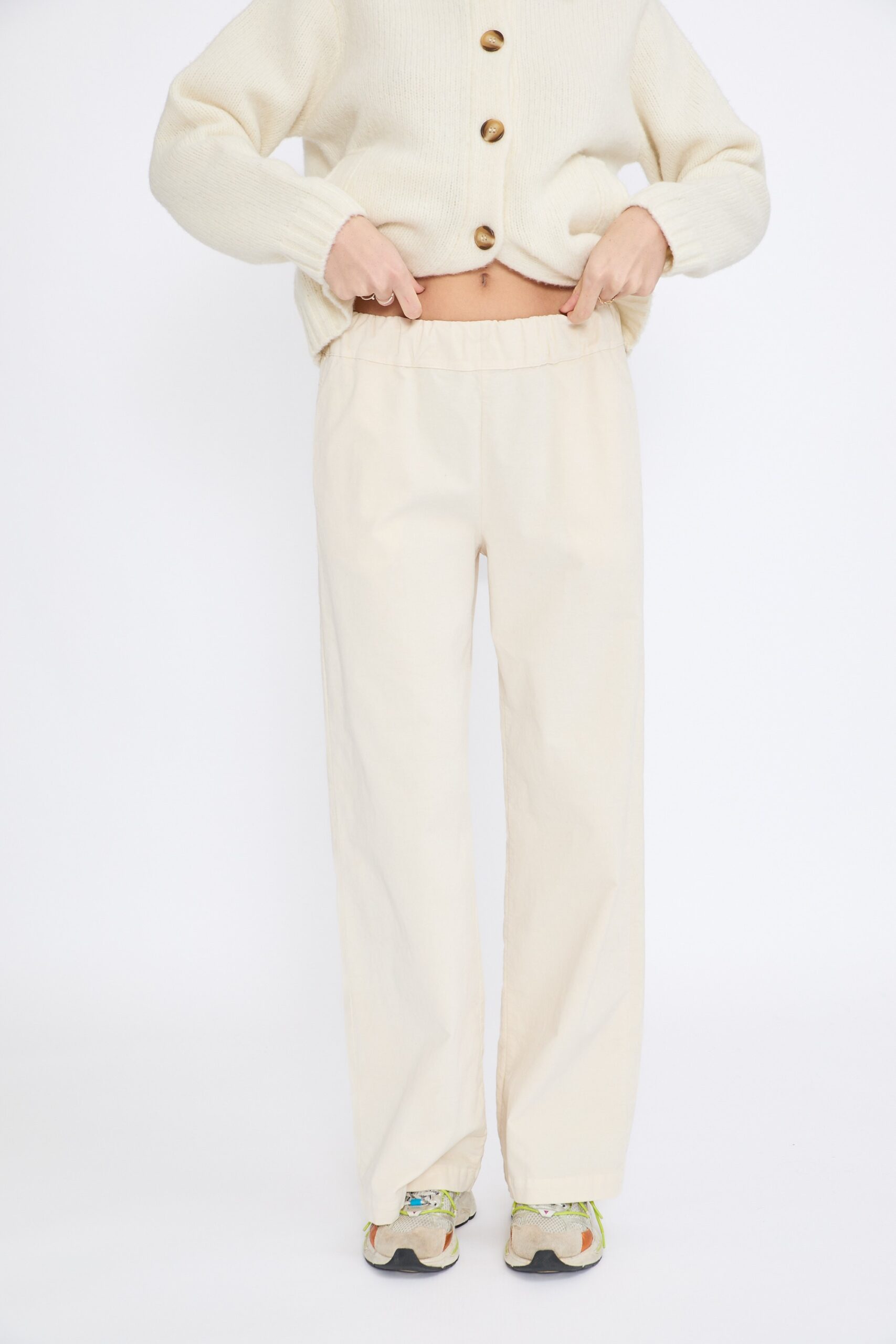BROEK VELVET OFFWHITE