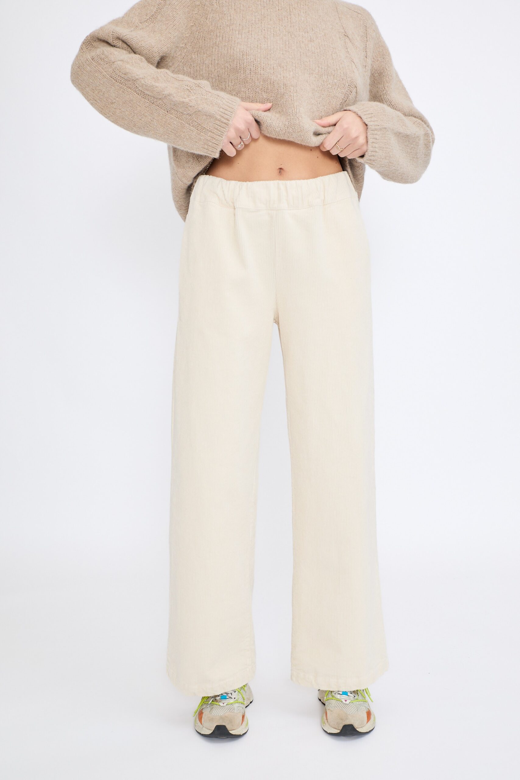 BROEK RIB OFFWHITE