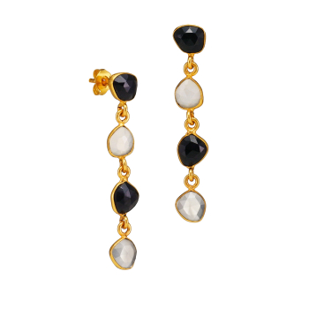 OORBELLEN BLACK/WHITE ONYX